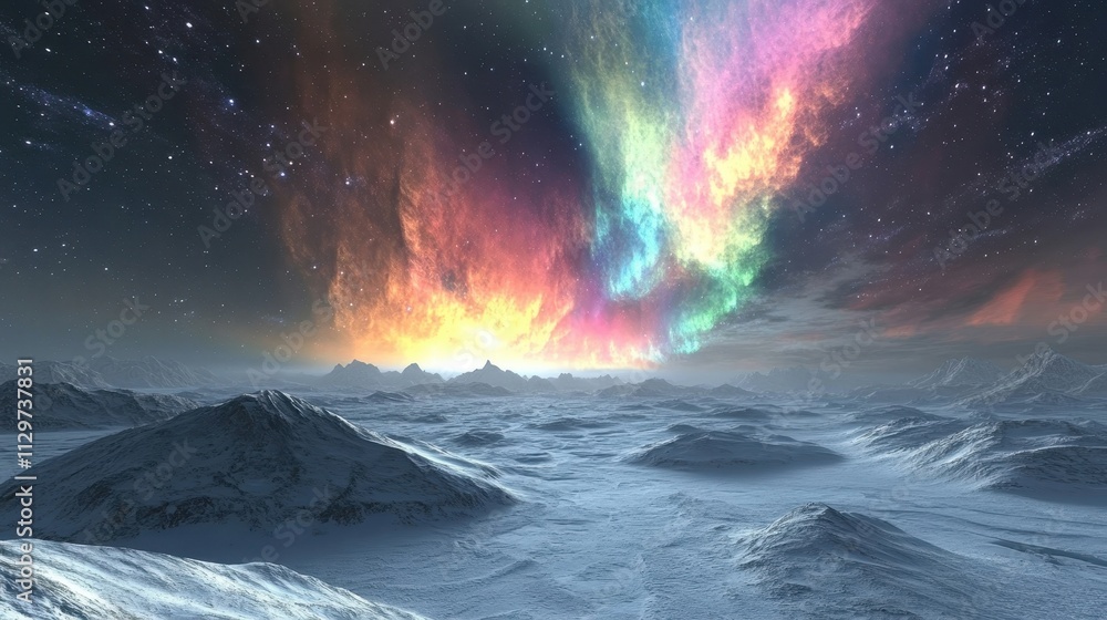 Naklejka premium Ethereal Auroras Glow Above Antarctic Ice