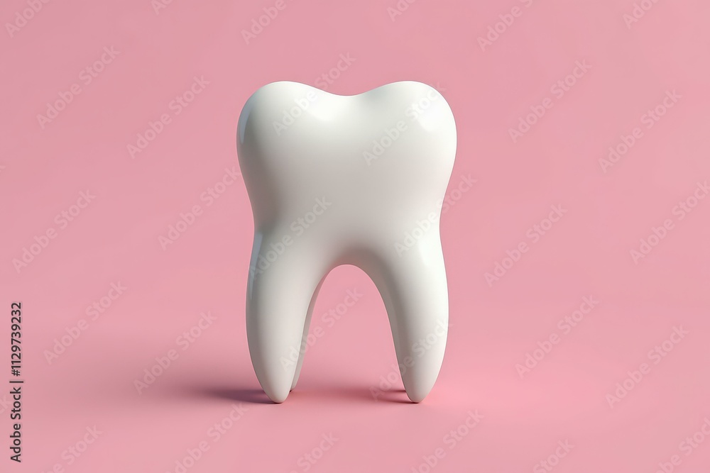 Perfectly White Tooth on a Soft Pink Background: Ideal for Dental Health and Hygiene Promotions Perfectly White Tooth on a Soft Pink Background: Ideal for Dental Health and Hygiene Promotions