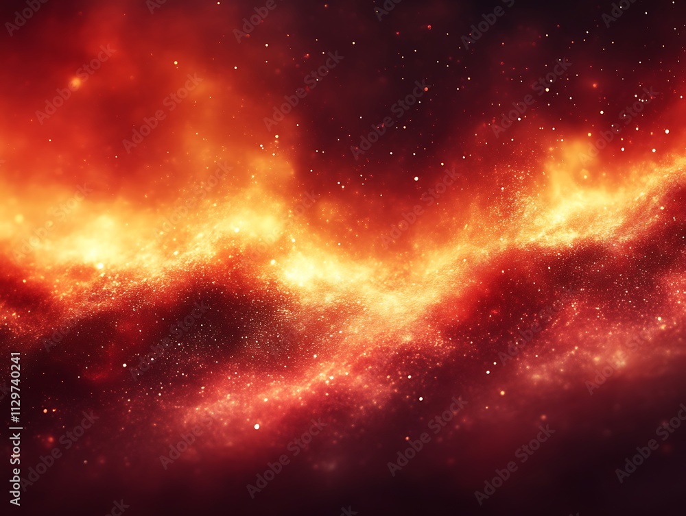 Fiery Nebula Cosmic Dust and Glowing Particles Fiery Nebula Cosmic Dust and Glowing Particles