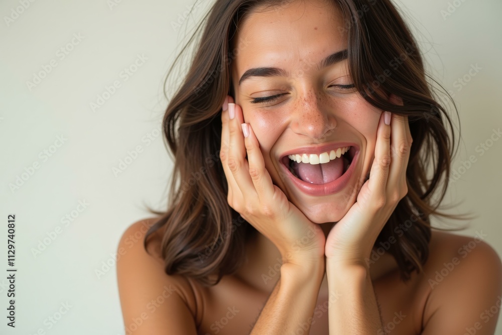 Radiant Beauty: A Joyful Portrait of a Young Woman with a Bright Smile Radiant Beauty: A Joyful Portrait of a Young Woman with a Bright Smile