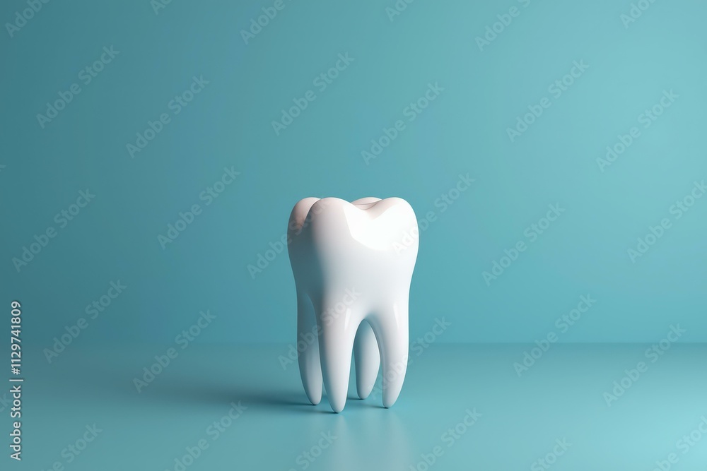 Bright White Tooth on a Soft Blue Background: Perfect for Dental Health and Hygiene Promotions Bright White Tooth on a Soft Blue Background: Perfect for Dental Health and Hygiene Promotions