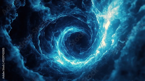 Mesmerizing Abstract Digital Network Visualization in Blue Swirl