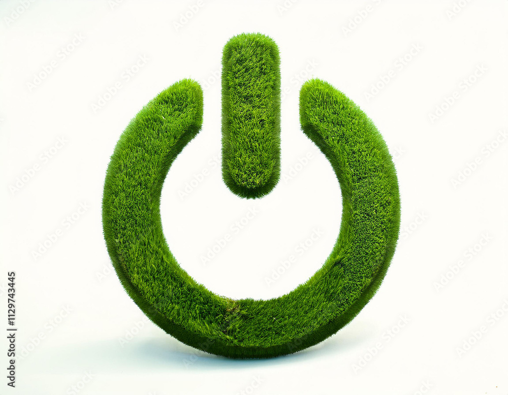 Green Turf Logo of Power (switch on off) made of green grass Green Turf Logo of Power (switch on off) made of green grass