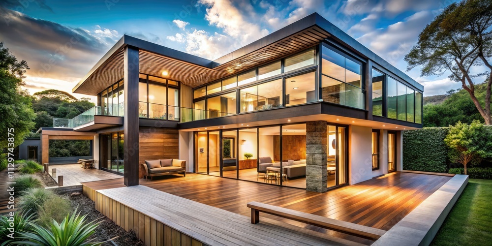 Modern minimalist home: expansive windows, warm wood accents, architectural photography showcases clean lines. Modern minimalist home: expansive windows, warm wood accents, architectural photography showcases clean lines.