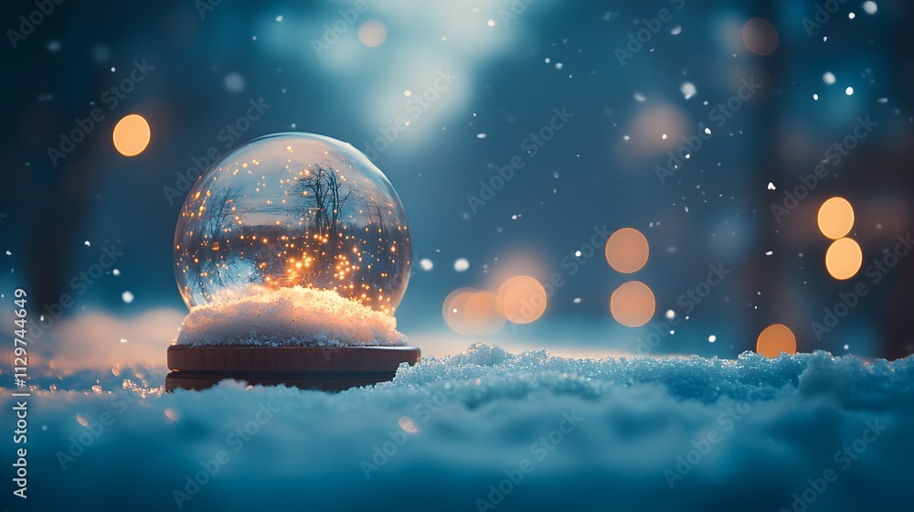 Christmas Snow Globe In Eve Night - Wish Concept With Snowing And Blue Abstract Defocused Background,
Christmas Snow Globe In Eve Night - Wish Concept With Snowing And Blue Abstract Defocused Background,