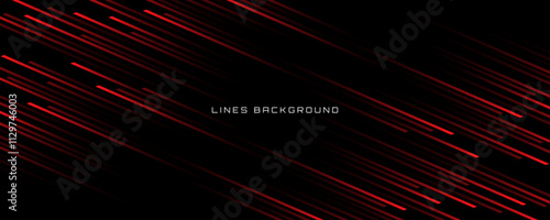 Red black lines techno abstract background on dark space with motion effect decoration. High speed with stripes style. Modern graphic design element concept for web, flyer, card, or brochure cover