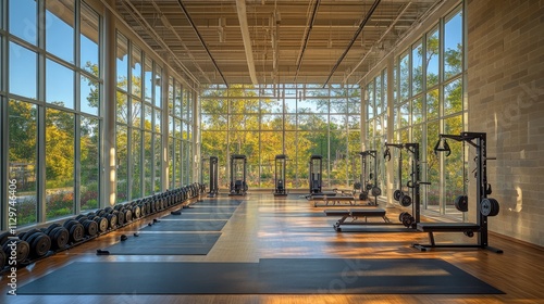 Modern Fitness Studio with Large Windows