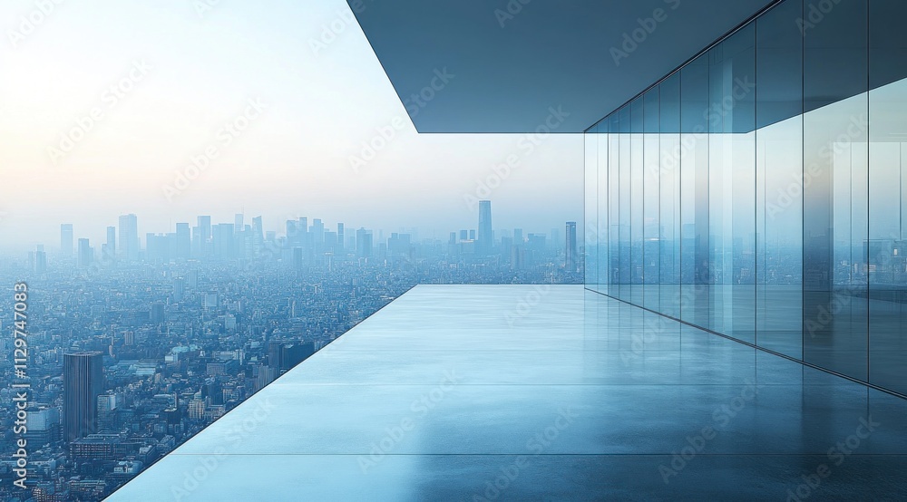 Modern Building with Panoramic City View Modern Building with Panoramic City View