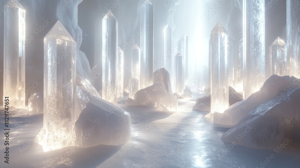 Obraz premium Crystal Cave: A Magical World of Light and Ice