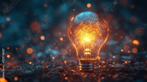 Glowing Lightbulb, Symbol of Innovation and Inspiration