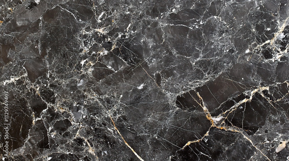 Fototapeta premium Rich Black Marble Texture with Detailed Patterns and Veins