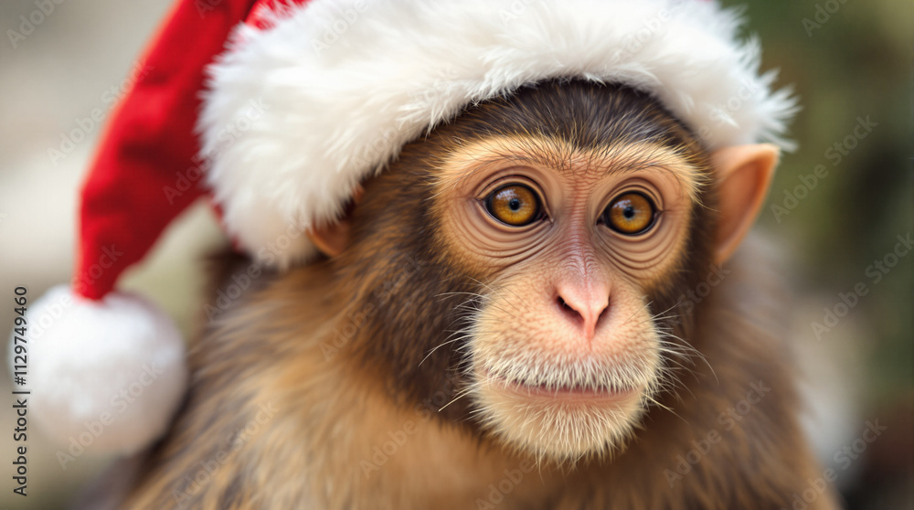 Monkey with santa claus hat Monkey with santa claus hat