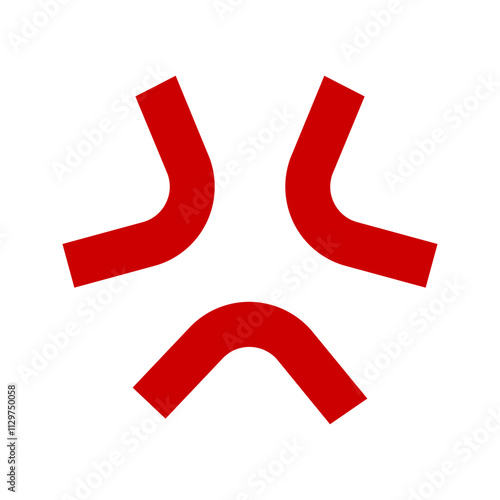 Red cross popping veins symbol. Anger or irritation effect icon in anime or manga style cartoons. Angry emotion comic sign isolated on white background. Manpu pictogram. Vector illustration.