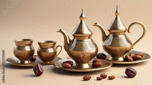 Elegant Golden Tea Set with Dates