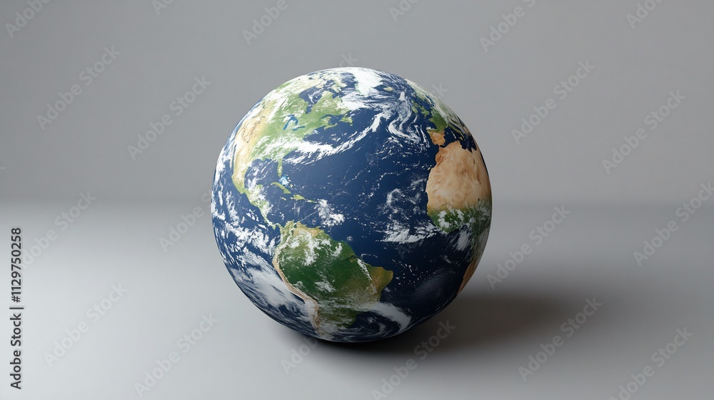 High-Resolution 3D Render of Planet Earth, Showing Detailed Topography and Cloud Cover High-Resolution 3D Render of Planet Earth, Showing Detailed Topography and Cloud Cover