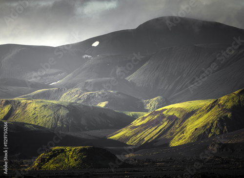 Breathtaking View of Iceland's Majestic Green Mountains photo