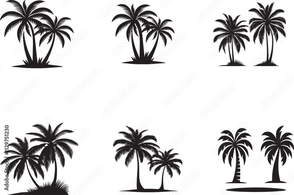 Fototapeta premium Silhouetted palm trees against a bright sky creating a tropical vacation concept