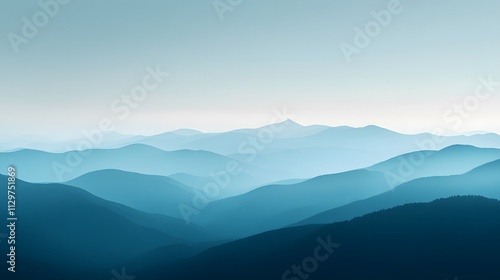 Serene Blue Mountains Under a Pale Sky