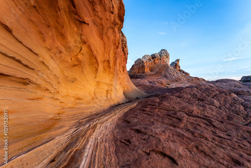 Striking rock formations at White Pocket, Vermillion Cliffs photo