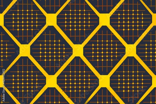 Abstract energy grid pattern with golden hues photo