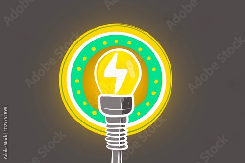 Bright idea concept with glowing light bulb illustration photo