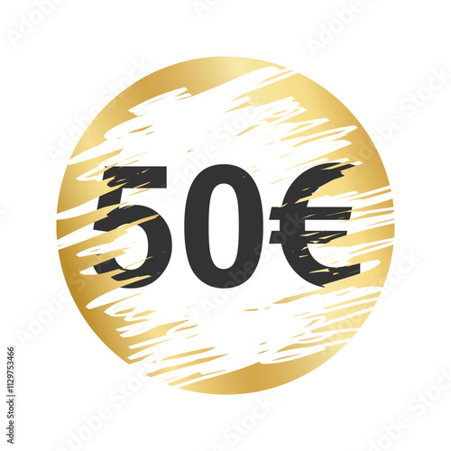 Golden round scratch card surface with scraped texture and money winning text. Winner lottery, sale coupon, jackpot scratchcard template. Vector illustration.