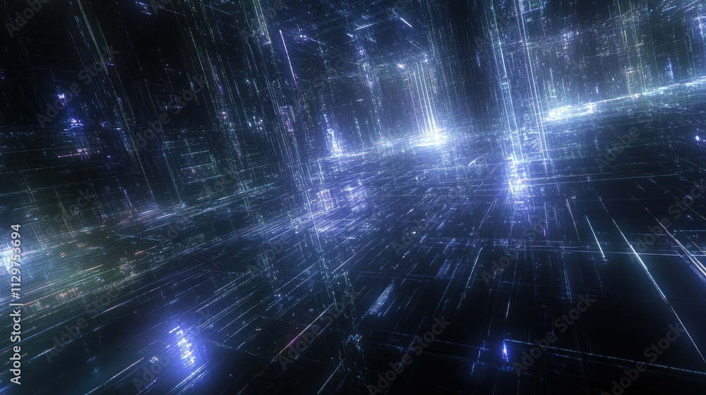 Abstract Futuristic Digital Grid with Glowing Light Beams Abstract Futuristic Digital Grid with Glowing Light Beams