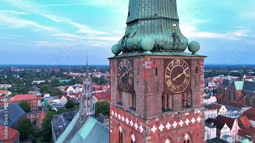 Lübeck, Germany- St. Jame's Church Flyover in Summer
