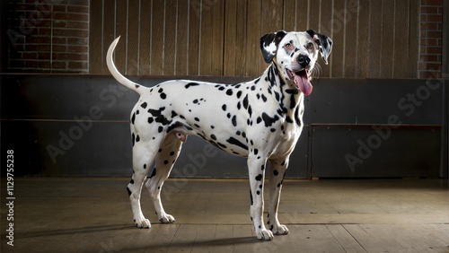 Wallpaper Mural Dalmatian Dog on Wood Floor Torontodigital.ca