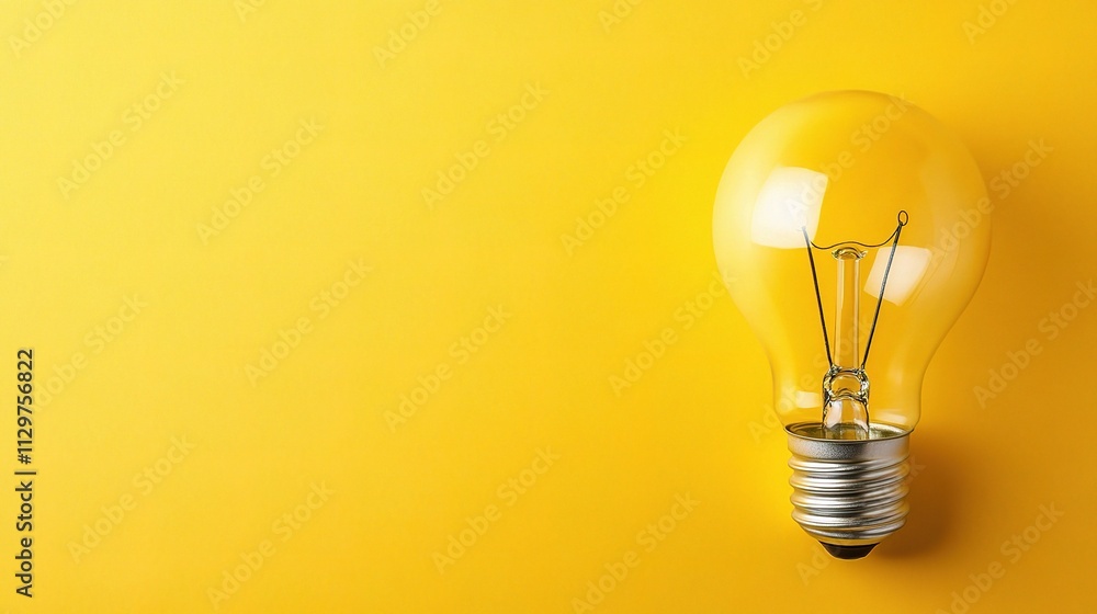 Bright Light Bulb on Yellow Background for Creative Ideas and Concepts Bright Light Bulb on Yellow Background for Creative Ideas and Concepts