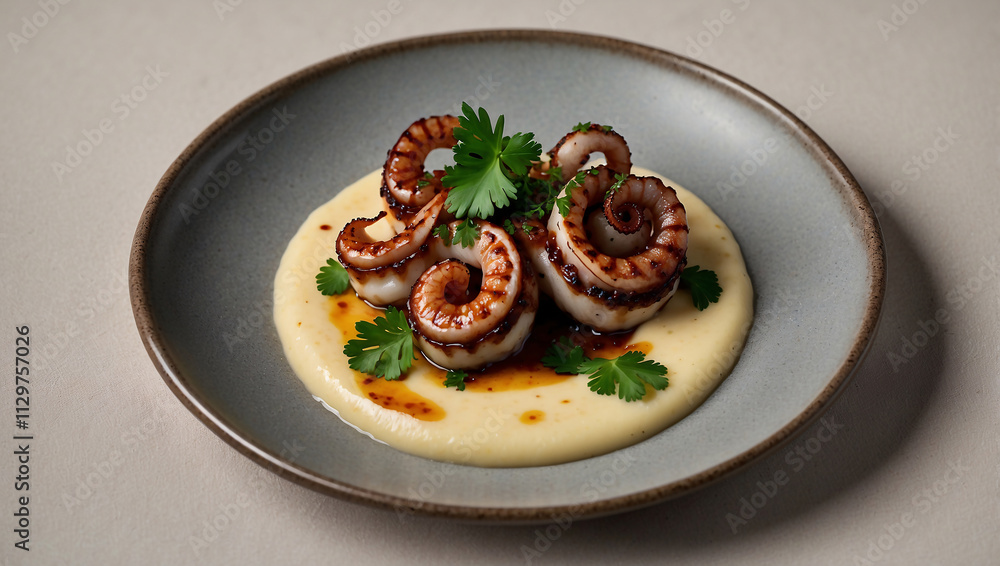 Minimalist Grilled Octopus with Creamy Potato Puree Minimalist Grilled Octopus with Creamy Potato Puree