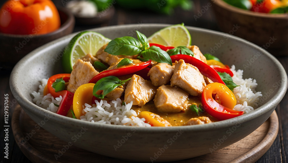 Vibrant Thai Chicken Curry with Jasmine Rice and Lime Vibrant Thai Chicken Curry with Jasmine Rice and Lime