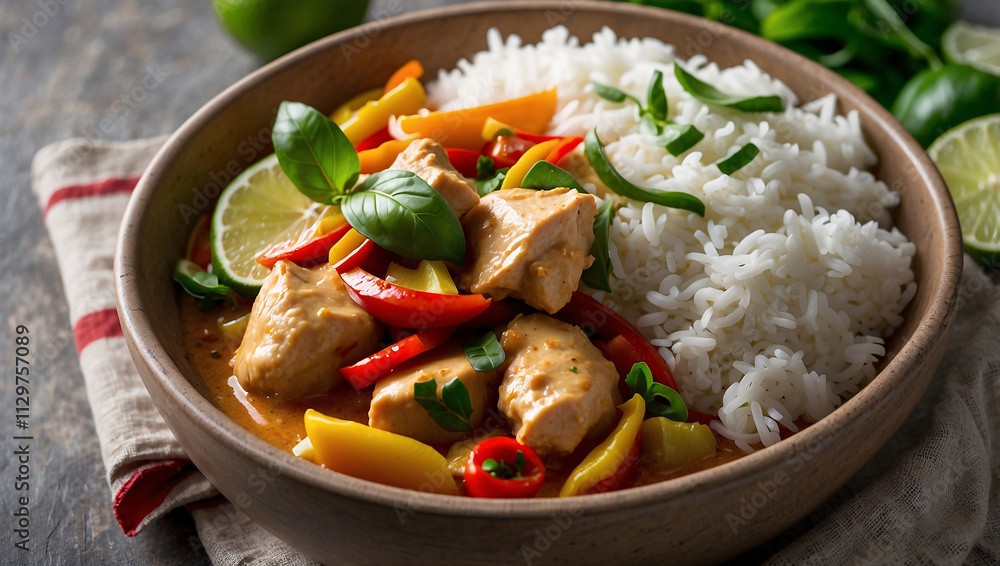Vibrant Thai Chicken Curry with Jasmine Rice and Lime Vibrant Thai Chicken Curry with Jasmine Rice and Lime