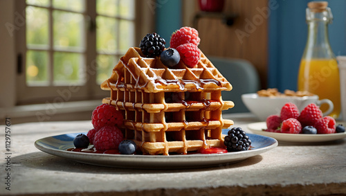 Mini Waffle House with Syrup Pathways and Berry Windows photo