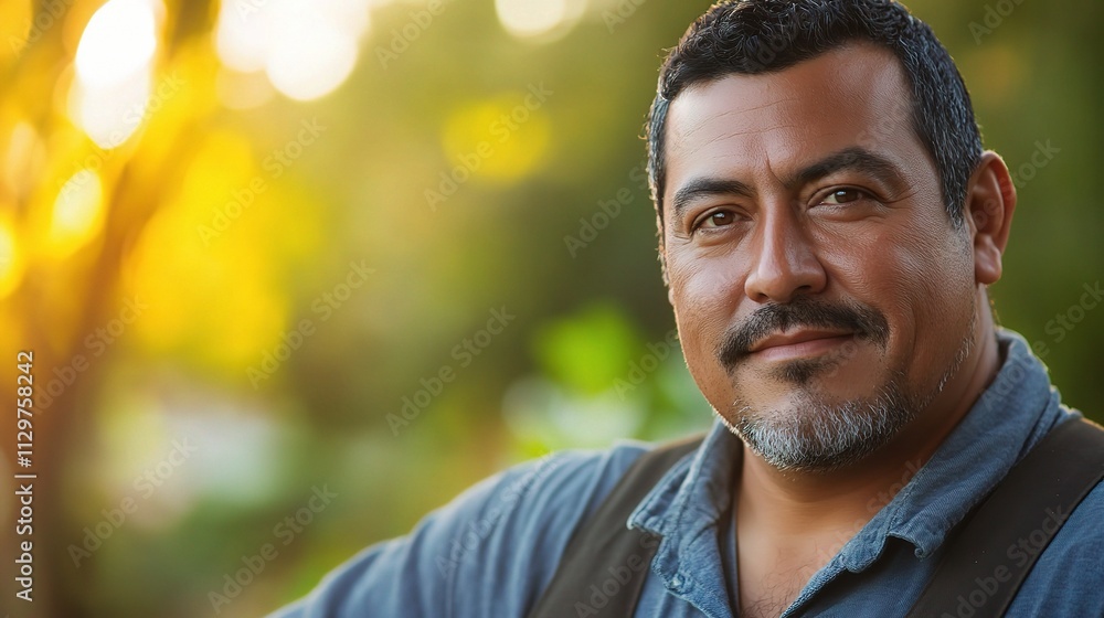 Portrait of Hispanic Man with DSLR Camera in Natural Setting Portrait of Hispanic Man with DSLR Camera in Natural Setting