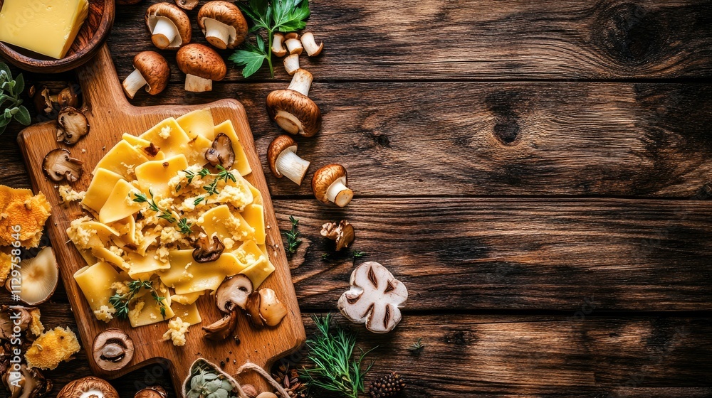 Fresh Italian Ingredients on Wooden Table for Delicious Dishes Fresh Italian Ingredients on Wooden Table for Delicious Dishes