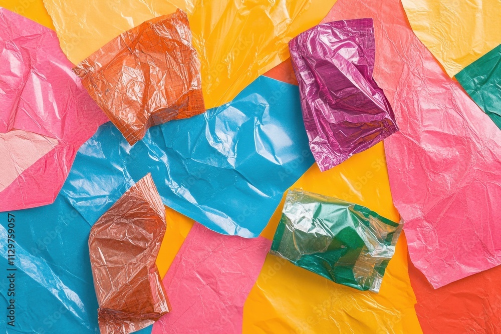 Colorful Crumpled Cellophane Paper Abstract Background Colorful Crumpled Cellophane Paper Abstract Background