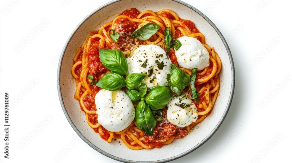 Delicious Spaghetti with Fresh Basil and Creamy Cheese Balls Delicious Spaghetti with Fresh Basil and Creamy Cheese Balls