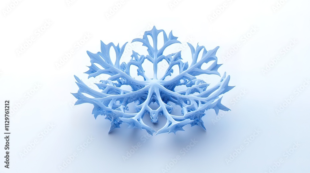 Abstract light blue snowflake-like 3D structure on white background. Abstract light blue snowflake-like 3D structure on white background.