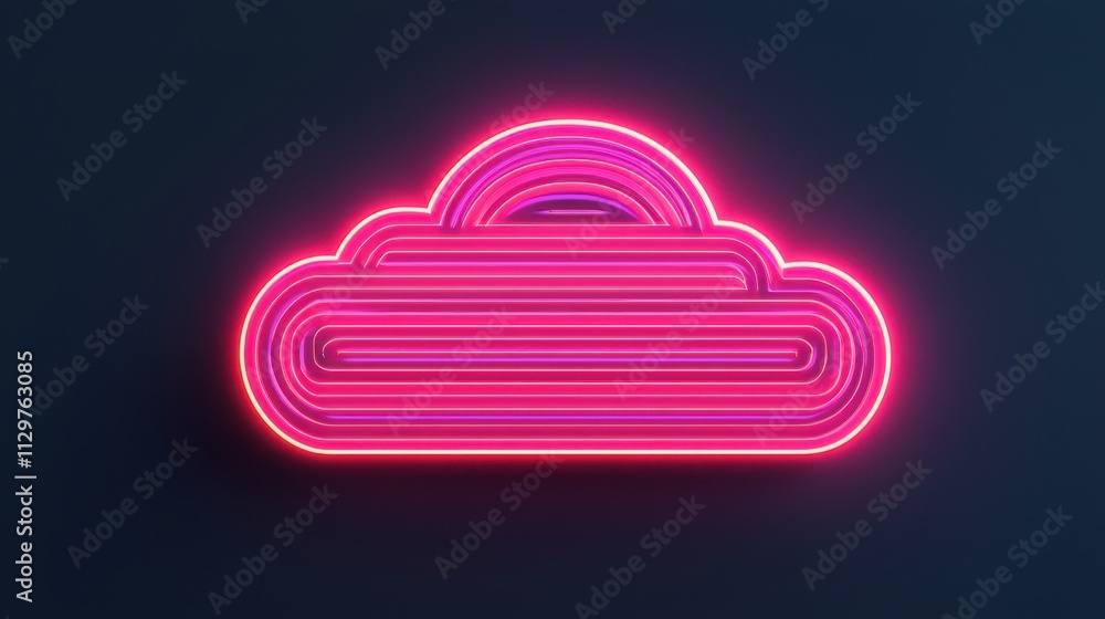 A vibrant neon cloud design featuring curved lines, radiating a playful and modern aesthetic against a dark background. A vibrant neon cloud design featuring curved lines, radiating a playful and modern aesthetic against a dark background.