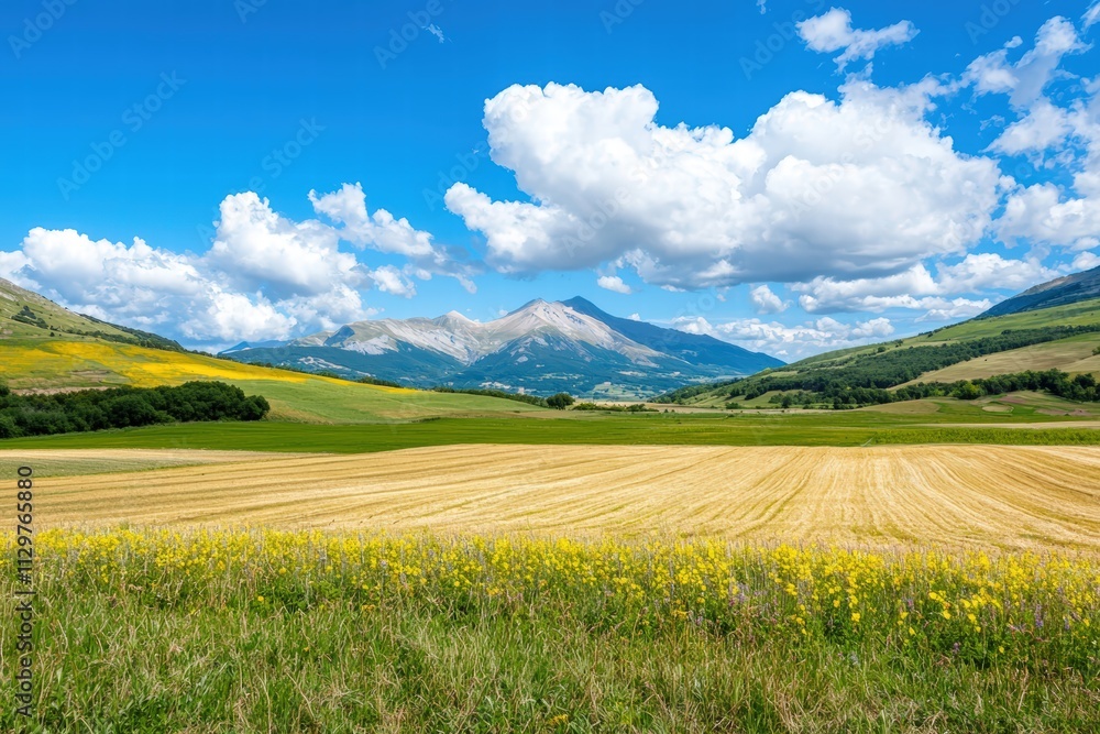 Obraz premium Vibrant landscape with mountains and clouds