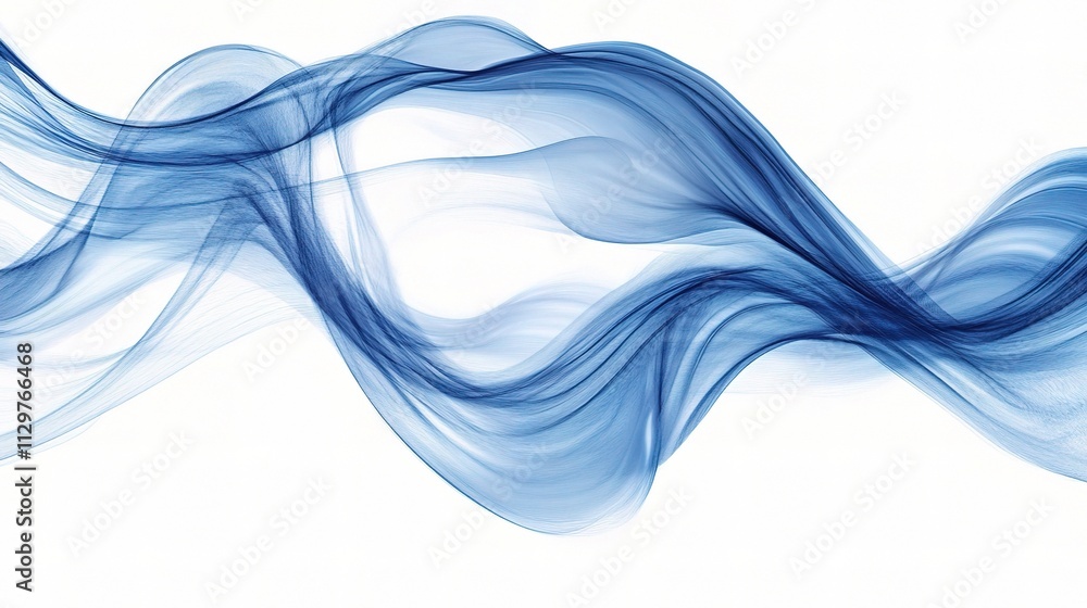 custom made wallpaper toronto digitalFluid Blue Wave Stream Digital Illustration on White Background