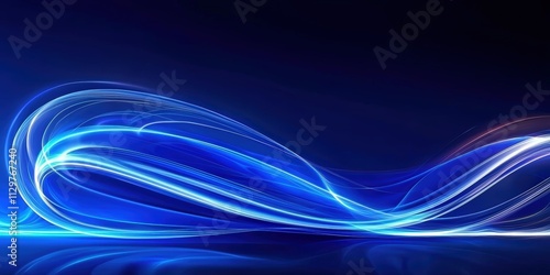 Abstract blue light waves on a dark background