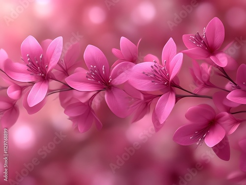 Delicate Pink Flowers Branching Softly Against Blurred Background