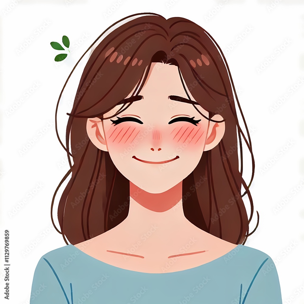 Blushing Woman Illustration in Flat Style on White Background Blushing Woman Illustration in Flat Style on White Background