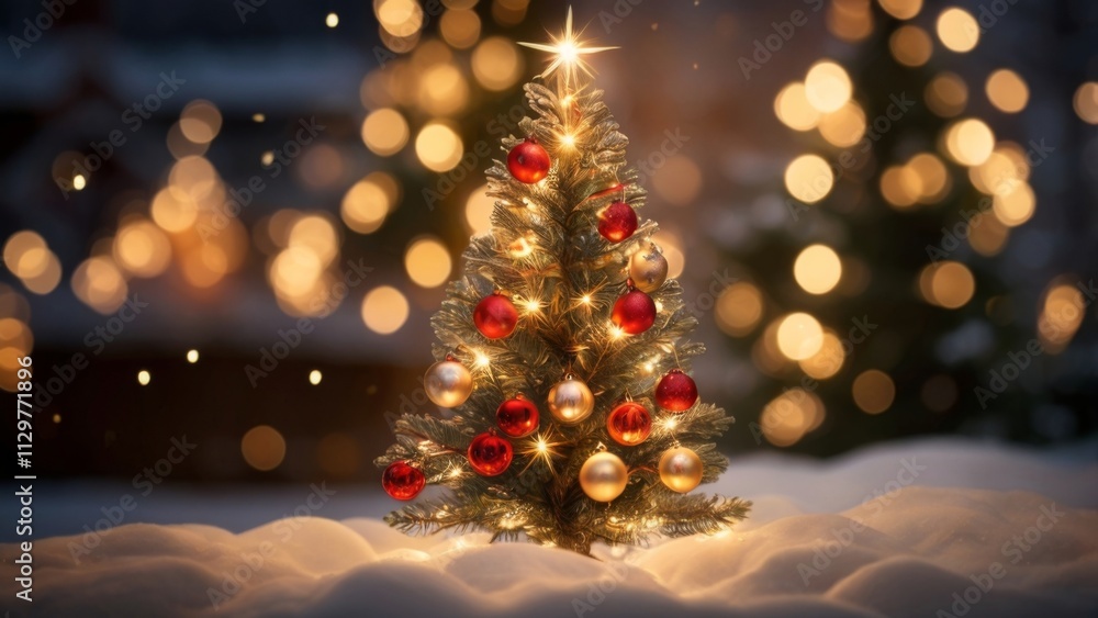 Blurry Christmas Tree with Bokeh Lights: Blurry Christmas Tree with Bokeh Lights: