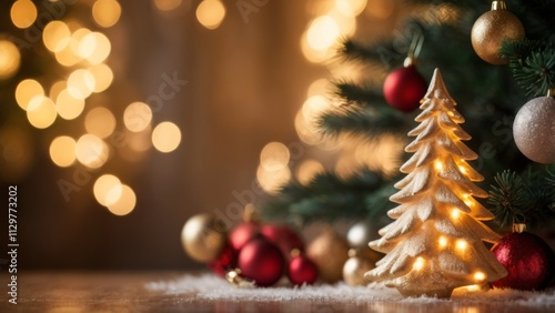 Blurry Christmas Tree with Bokeh Lights: 