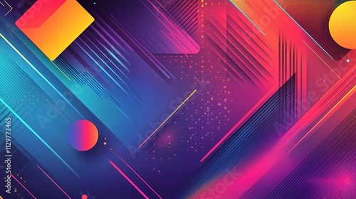 Colorful Abstract Digital Design with Geometric Shapes and Lines
