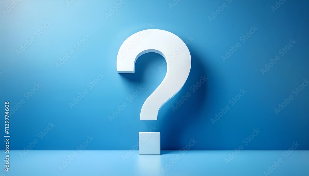 A large white question mark against a solid blue background, symbolizing inquiry, curiosity, or the quest for knowledge. A large white question mark against a solid blue background, symbolizing inquiry, curiosity, or the quest for knowledge.