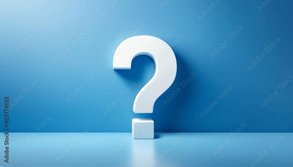 A large, white question mark stands against a blue background, symbolizing curiosity and inquiry. A large, white question mark stands against a blue background, symbolizing curiosity and inquiry.